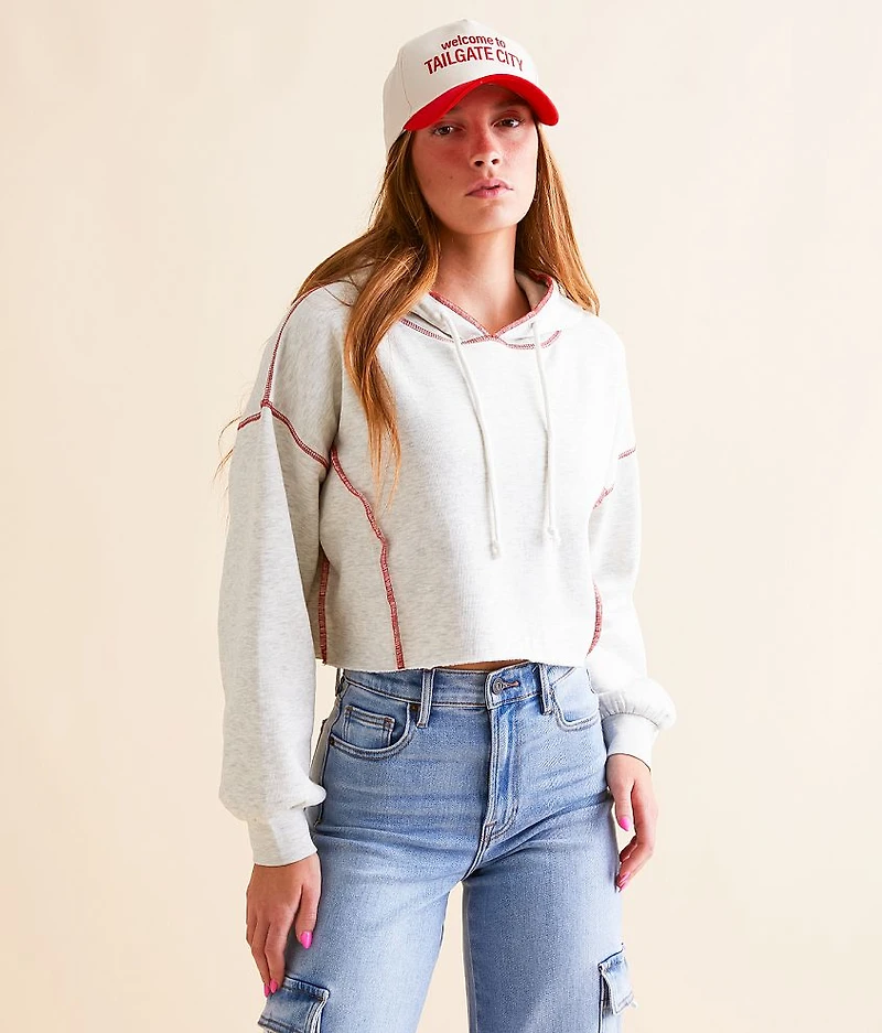 Contrast Seam Cropped Hoodie