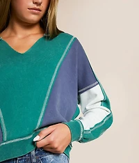 Washed Color Block Pullover