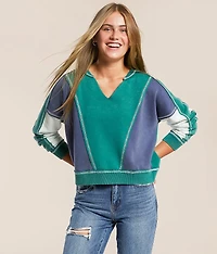 Washed Color Block Pullover