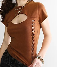 Cut-Out Washed T-Shirt