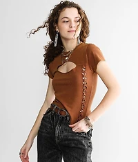 Cut-Out Washed T-Shirt