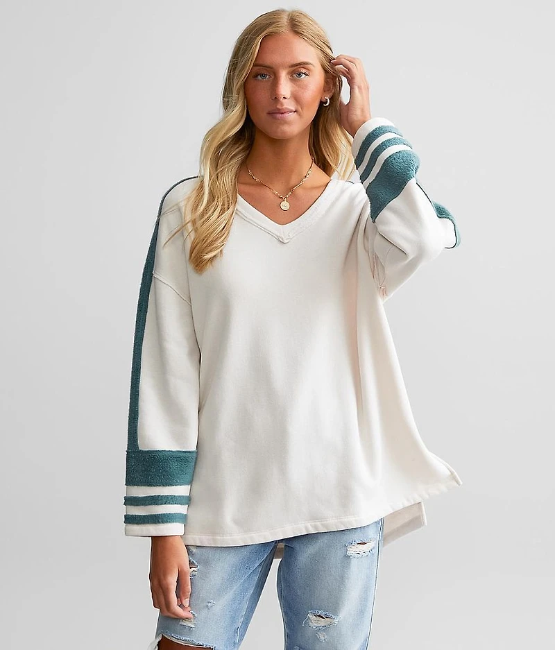 Athletic Stripe Oversized Pullover