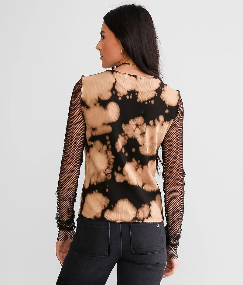 Bleach Washed Fishnet Top