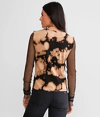 Bleach Washed Fishnet Top
