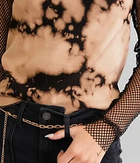Bleach Washed Fishnet Top