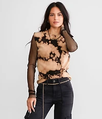 Bleach Washed Fishnet Top