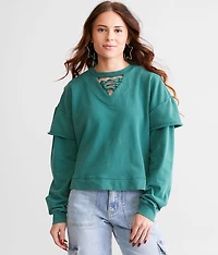 Lace-Up Cropped Pullover