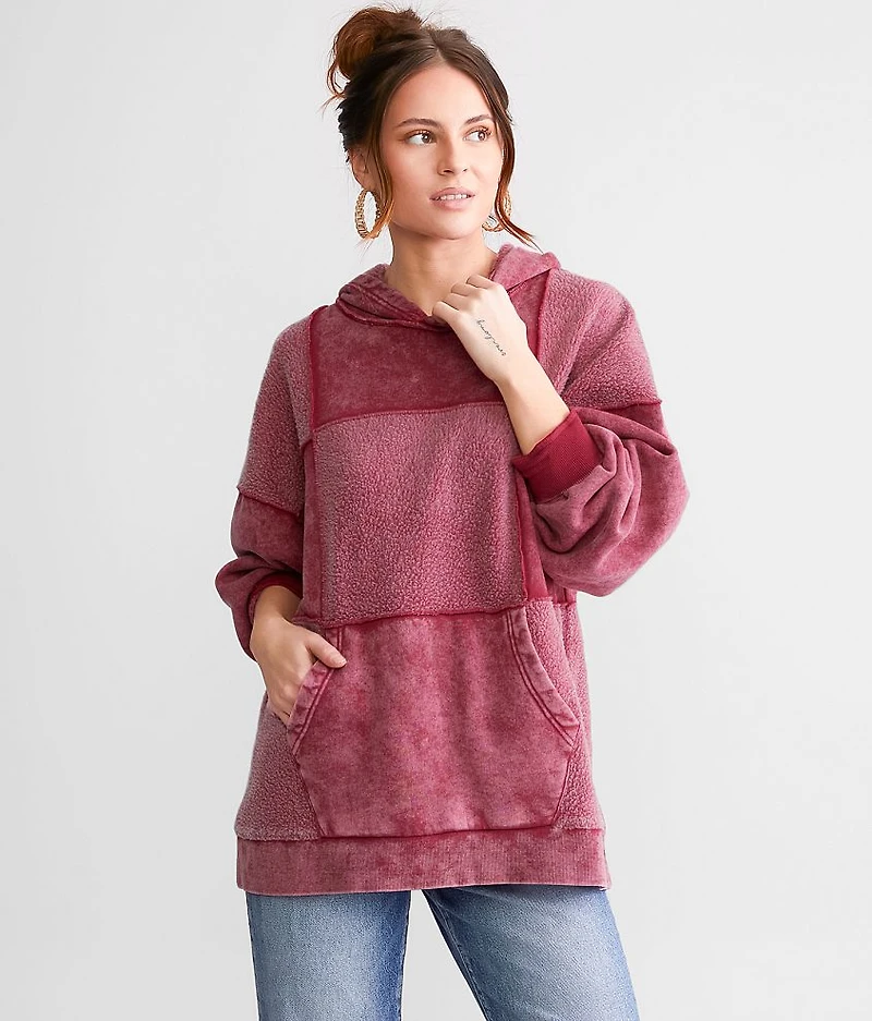 Oversized Knit Hooded Sweatshirt