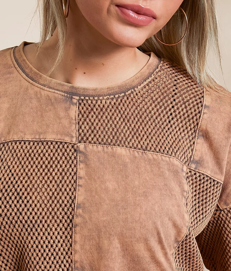 Checkered Boxy Cropped T-Shirt