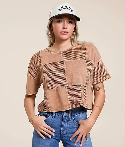 Checkered Boxy Cropped T-Shirt