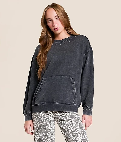 Washed Knit Studded Pullover