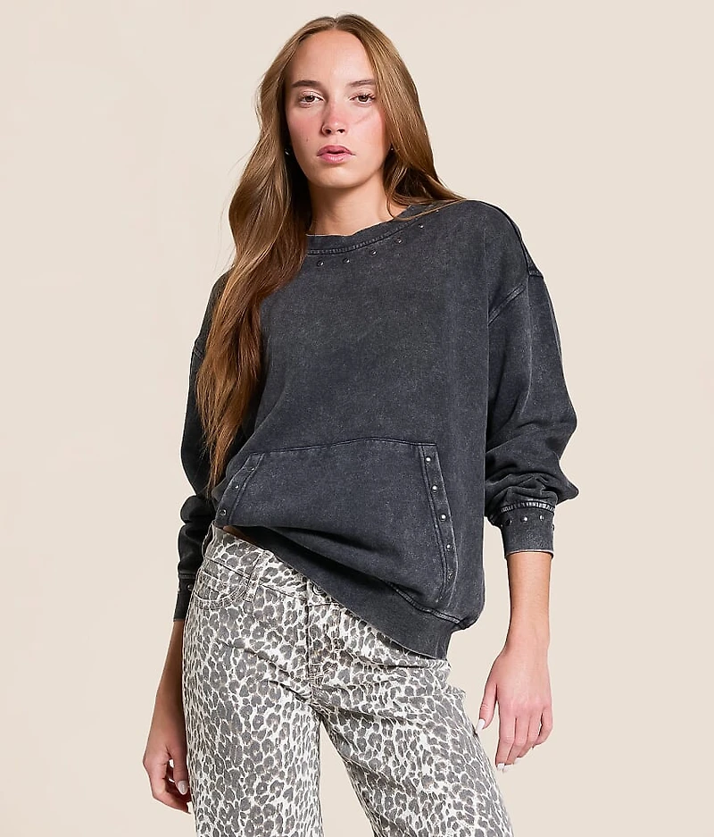 Washed Knit Studded Pullover