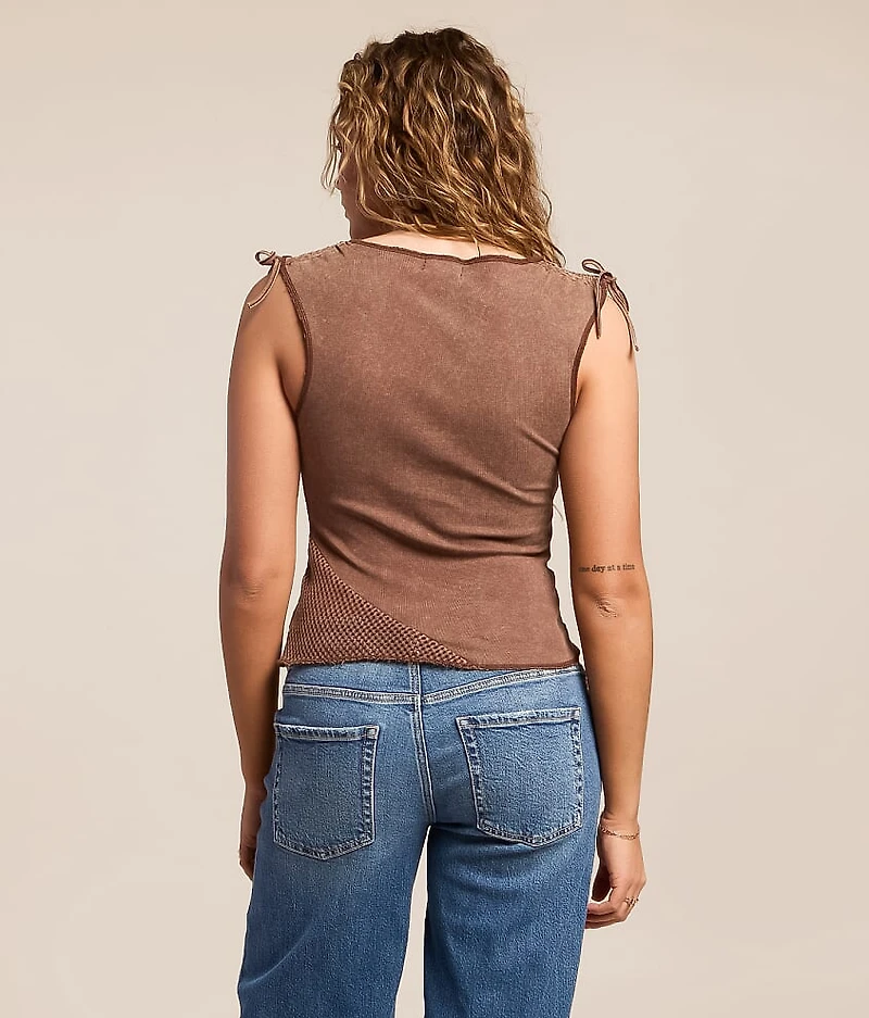 Pieced Cinch Tie Tank Top