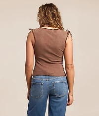 Pieced Cinch Tie Tank Top