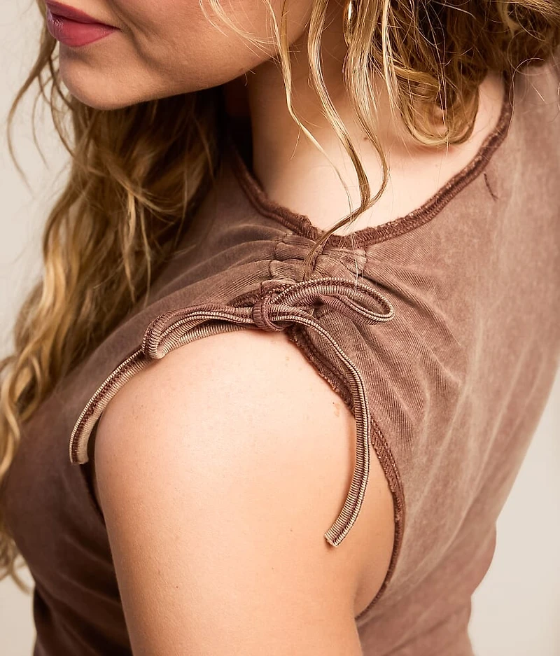 Pieced Cinch Tie Tank Top