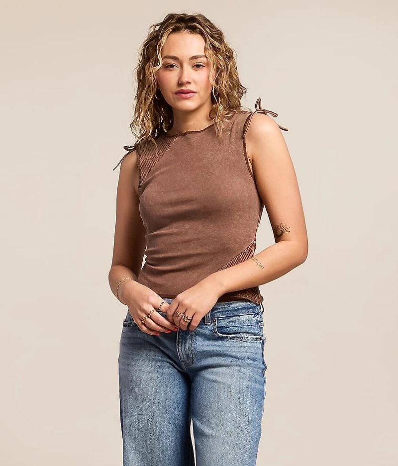 Pieced Cinch Tie Tank Top