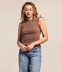 Pieced Cinch Tie Tank Top
