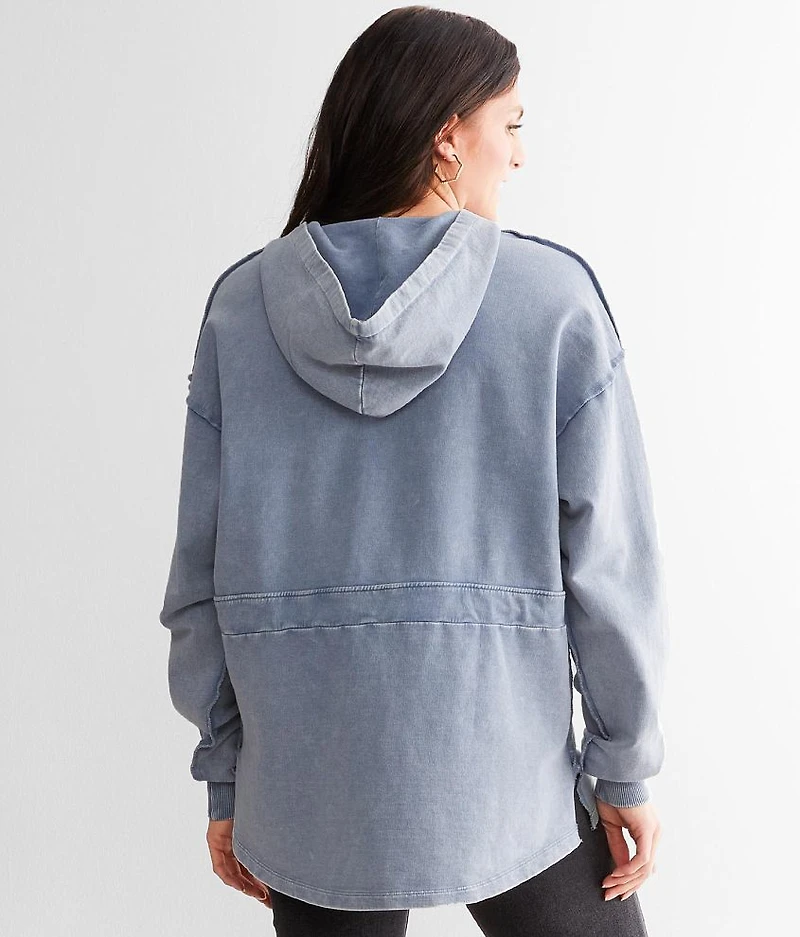 Washed Lace-Up Hoodie