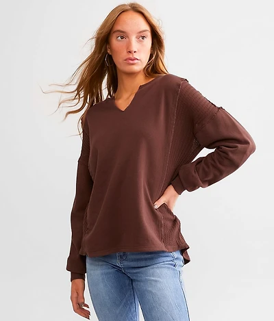 Pieced Waffle Knit Top