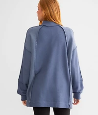 Mock Neck Pieced Top - One Size