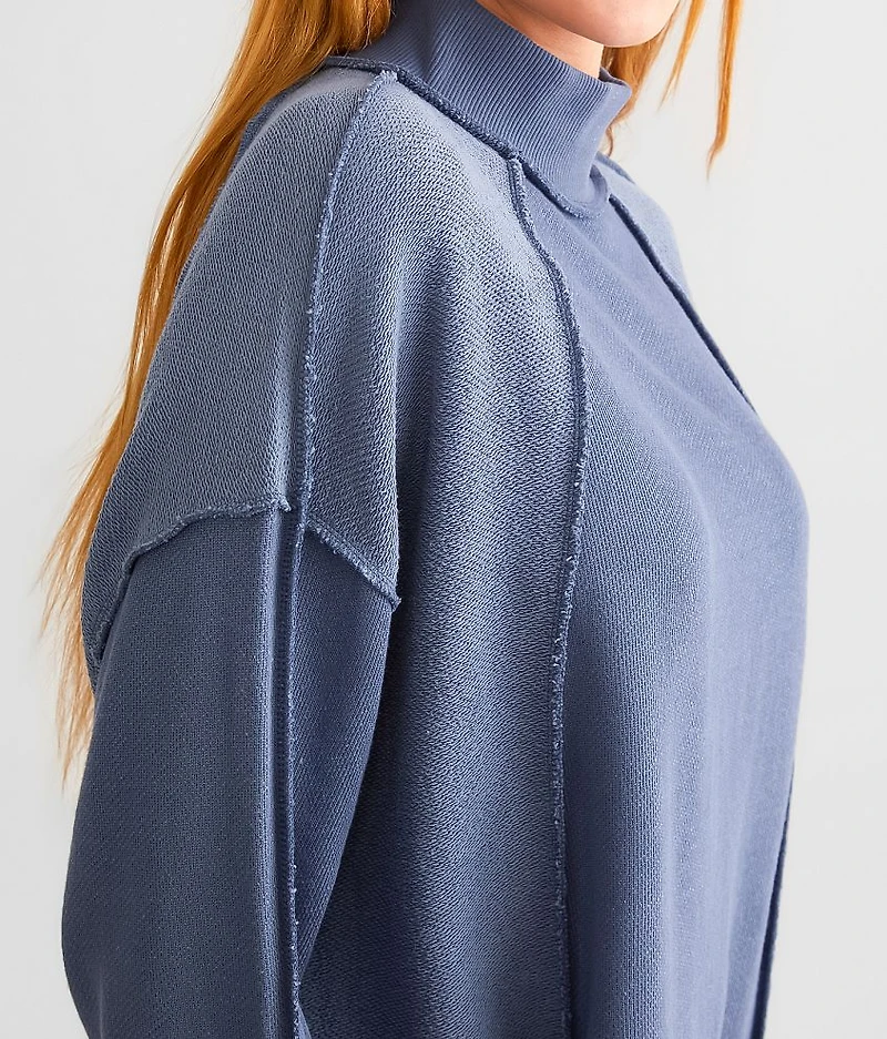 Mock Neck Pieced Top - One Size
