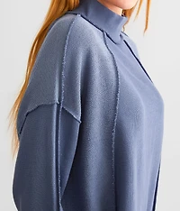 Mock Neck Pieced Top - One Size