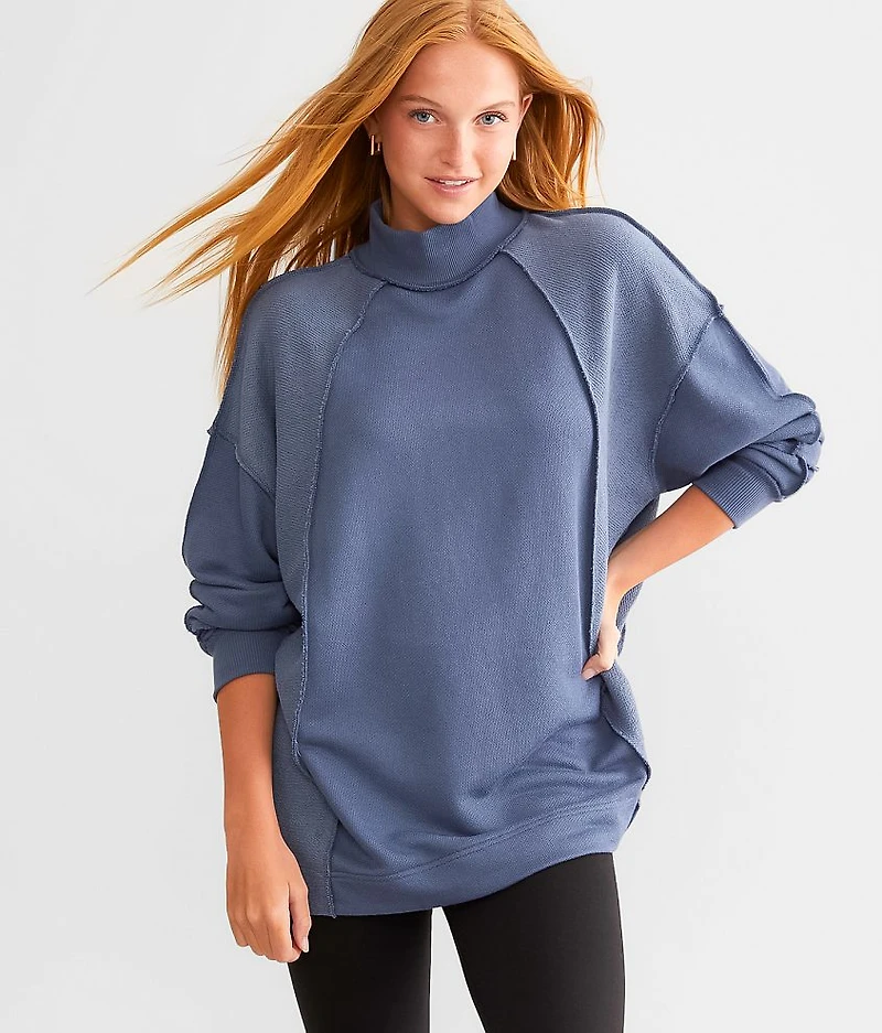 Mock Neck Pieced Top - One Size
