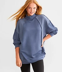 Mock Neck Pieced Top - One Size