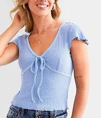 Textured Faux Front Tie Top