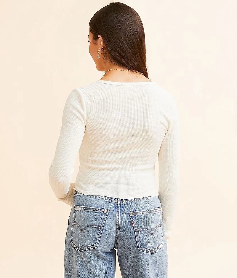 Textured Front Tie Top