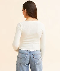 Textured Front Tie Top
