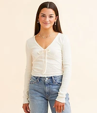Textured Front Tie Top