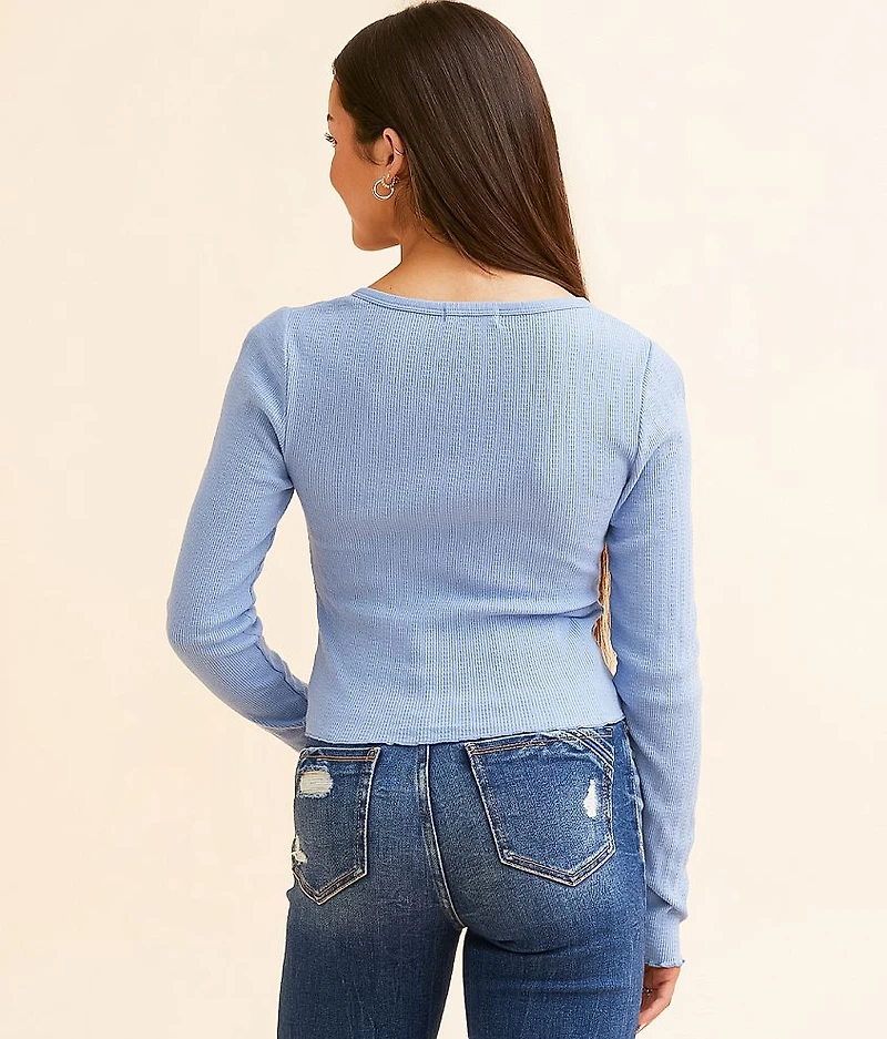 Textured Front Tie Top