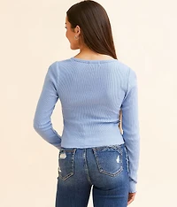 Textured Front Tie Top