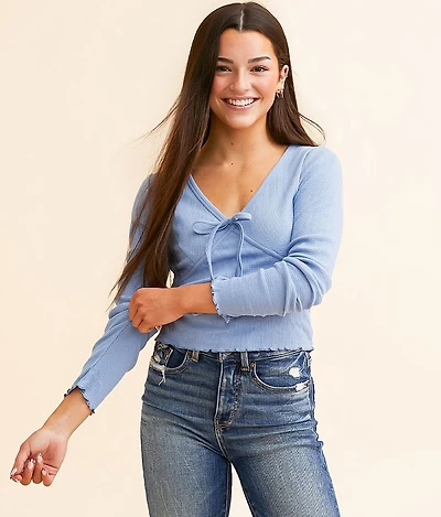 Textured Front Tie Top