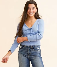 Textured Front Tie Top