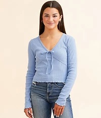 Textured Front Tie Top