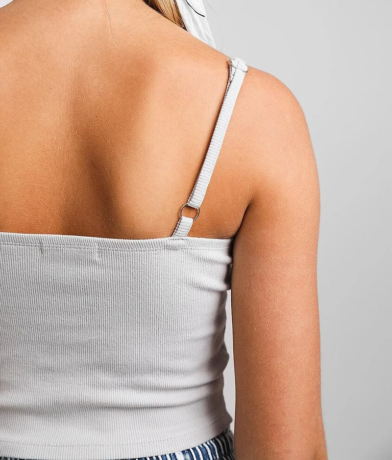 Button Down Cropped Tank Top