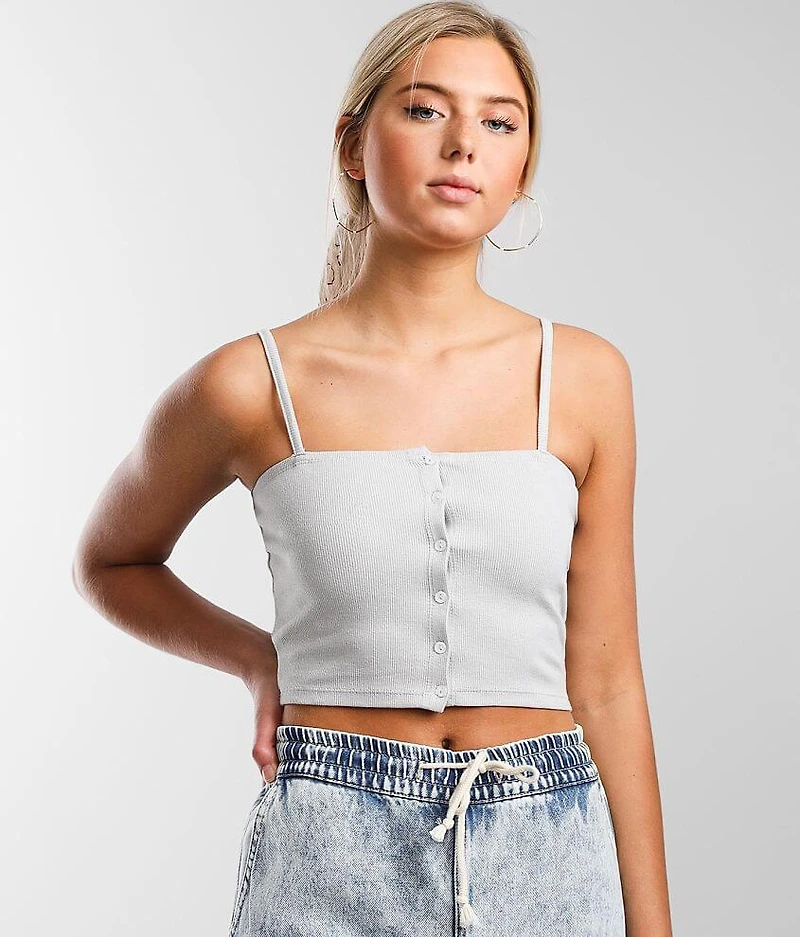 Button Down Cropped Tank Top