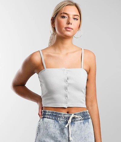 Button Down Cropped Tank Top