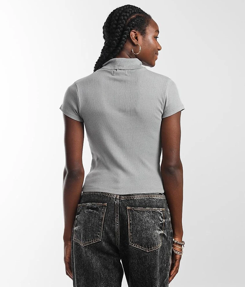 Mock Neck Cropped Top