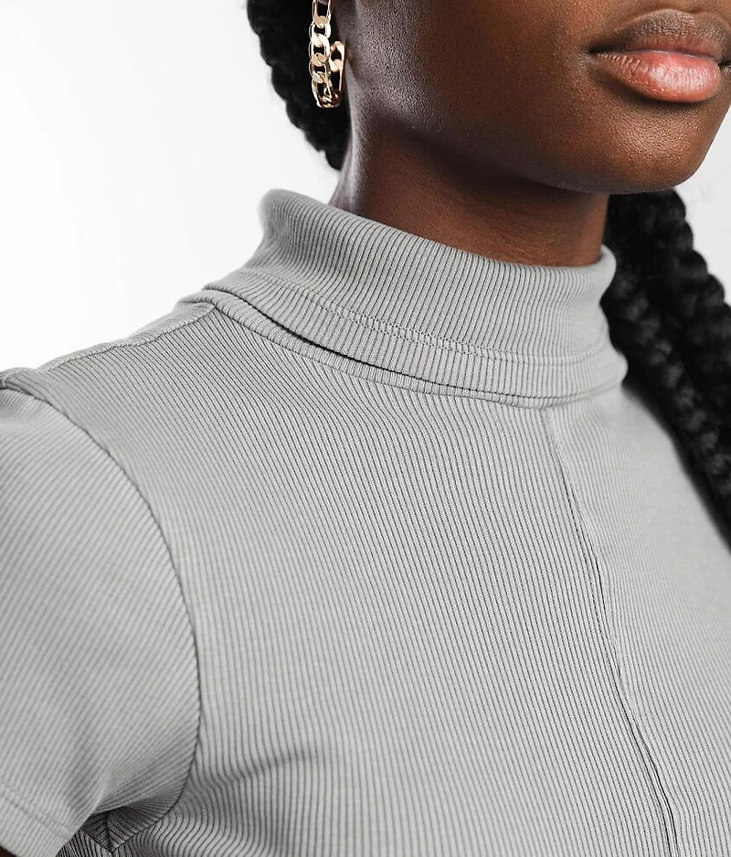 Mock Neck Cropped Top