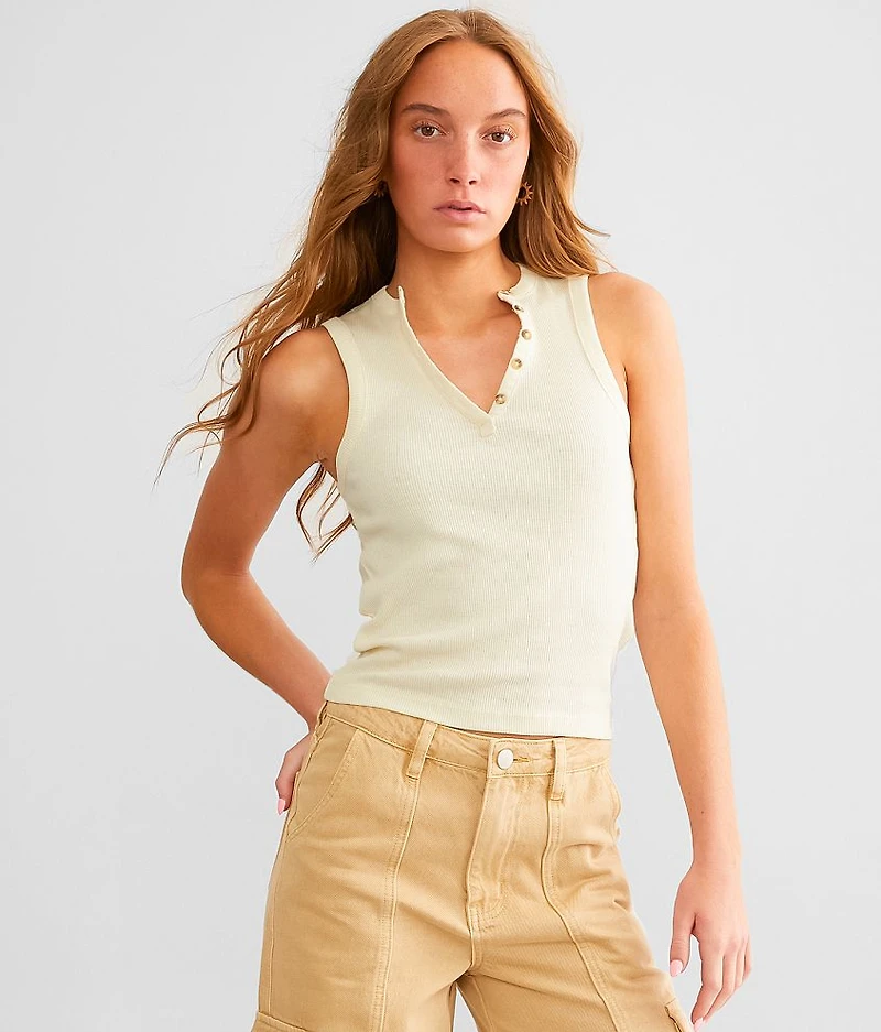 Washed Henley Tank Top
