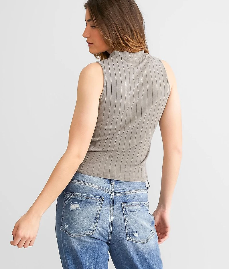 Wide Ribbed Mock Neck Tank Top