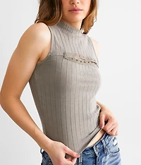 Wide Ribbed Mock Neck Tank Top