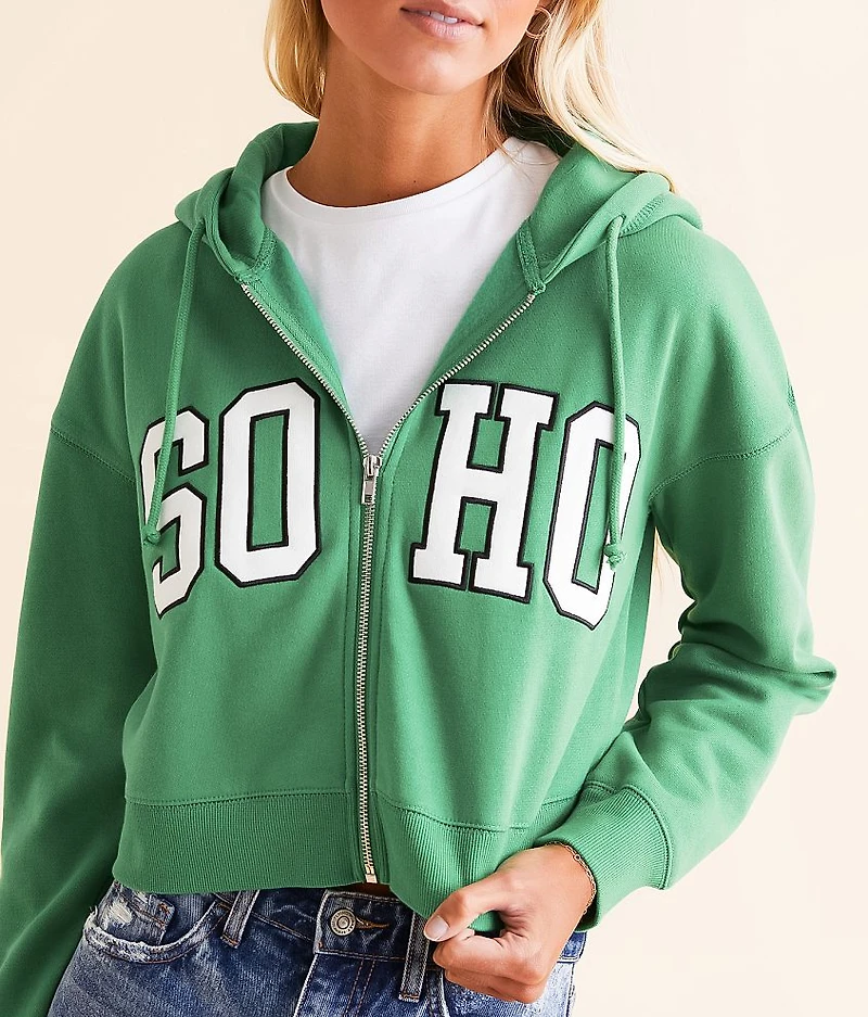 SOHO Zip Front Cropped Hoodie