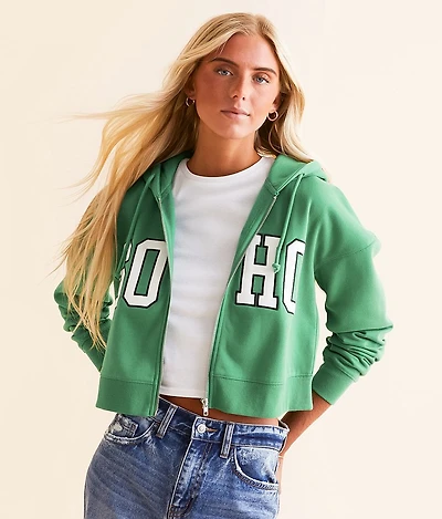 SOHO Zip Front Cropped Hoodie