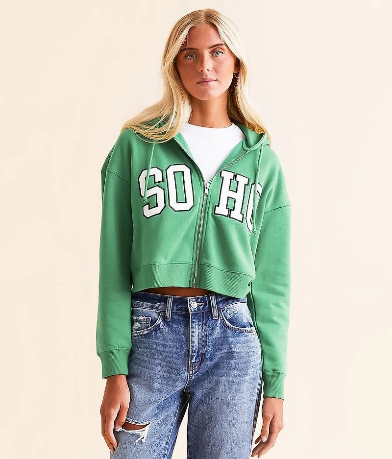 SOHO Zip Front Cropped Hoodie