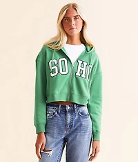 SOHO Zip Front Cropped Hoodie