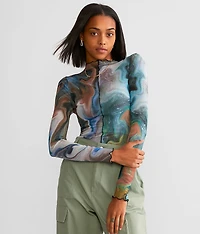 Sheer Marble Mesh Top